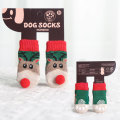 Weihnachtsmann Socken Haustier Hunde Katzen kleine und mittelgroße Hunde Herbst und Winterwärme Elastizitätsschuhe Zubehör versorgen